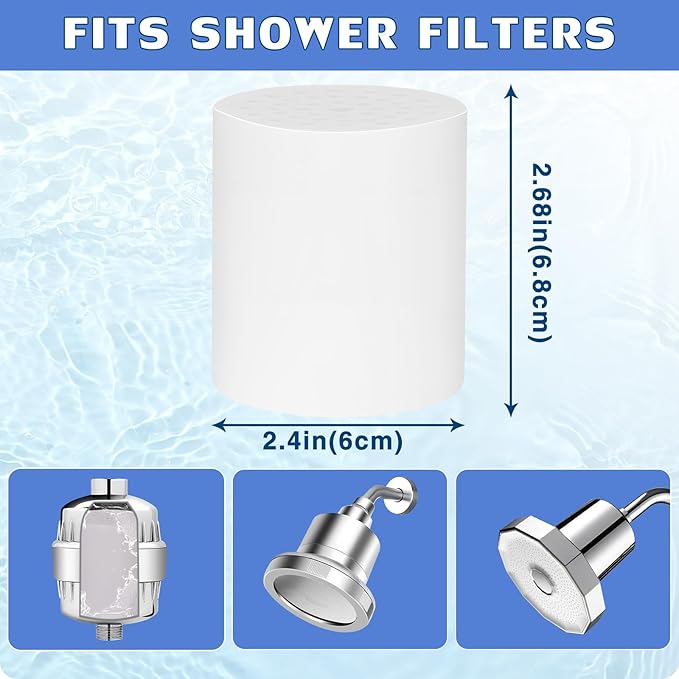 8 Pack 20 Stage Shower Filter Replacement Cartridge, Universal Compatible Shower Head Filter for Hard Water, Microporous Pressurization Design Saving Water High output, 10000 Gallon 3 Month