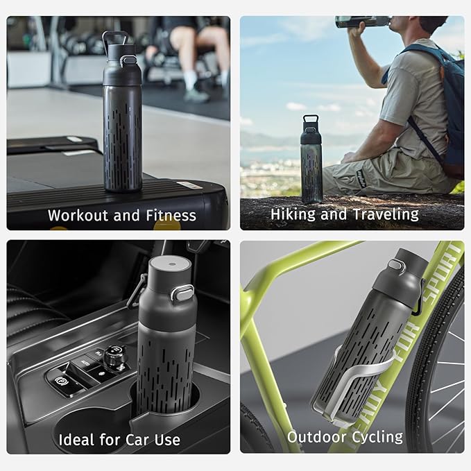 750ml Leak Proof Water Bottle with Flip Top Lid, BPA-Free USA Tritan Drink Bottle, Dishwasher Safe for Office, Outdoor & Daily Use (Black, 1 Pack)