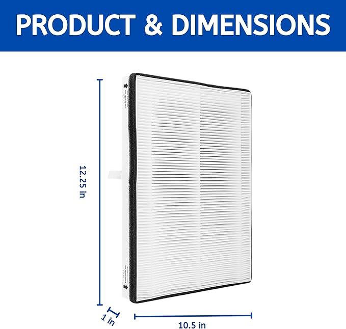 Nispira Replacement HEPA Filter for Air Purifier, Compatible with Vornado Air Purifier Models AC300, AC350, AC500, AC550, PCO200, PCO300, PCO500 Compared to Part MD1-0022, 2 Packs