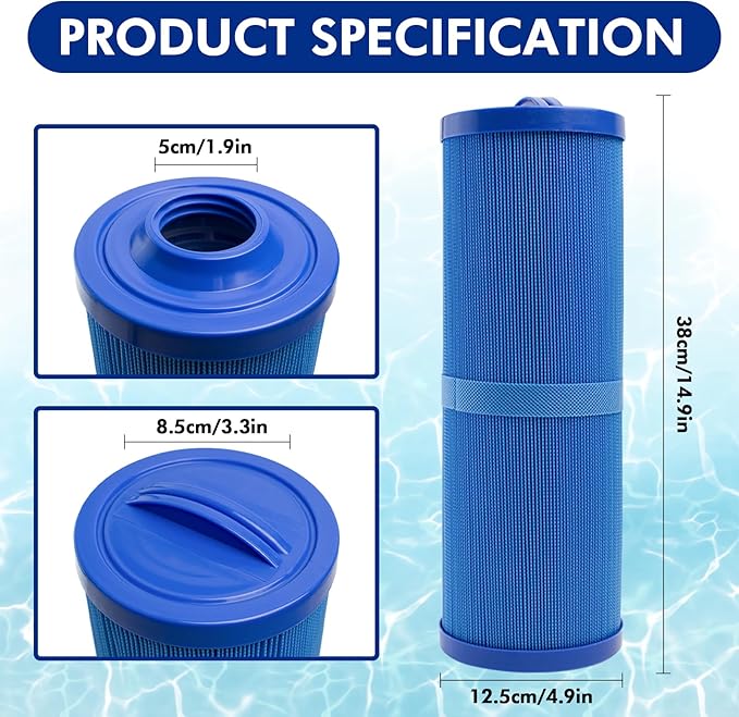 2 Pack 4CH-949 Spa Pool Filter Cartridge Replacement for Pleatco PWW50L, Filbur FC-0172, Waterway Teleweir 50, Rising Dragon 50,FIL50-5D13H15FCT-3, Hot Tub Filter | Compatible with SD-01143, 817-4050