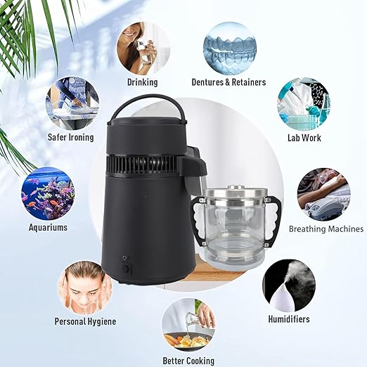 Water Distillers, 6L Carafe, Countertop Water Distiller, Replacement Glass Collection Bottle Distiller, for Home