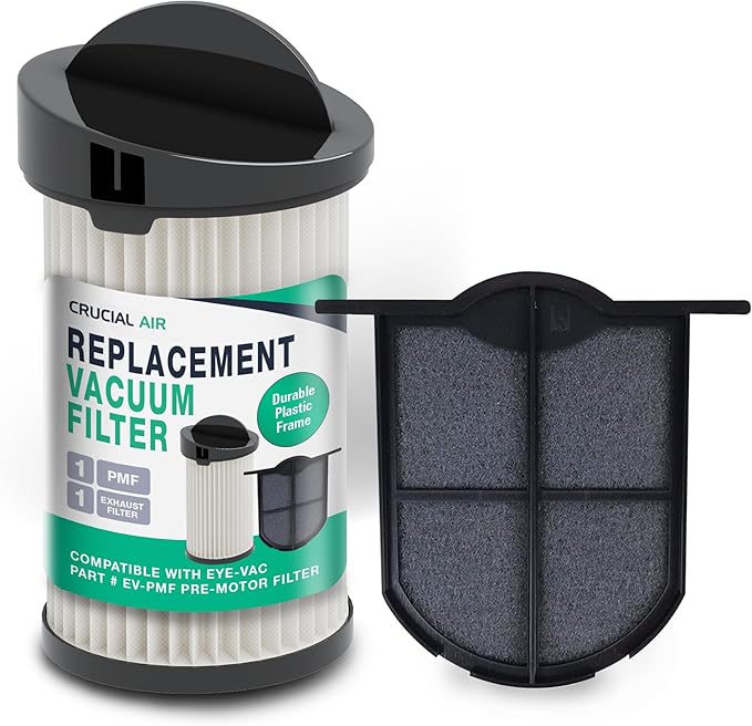 Think Crucial Replacement Vacuum Filter – Compatible with Eye-Vac Part & EV-EF Exhaust Filter & Part # EV-PMF Pre-Motor Filter – Fits Eye-Vac Professional Units