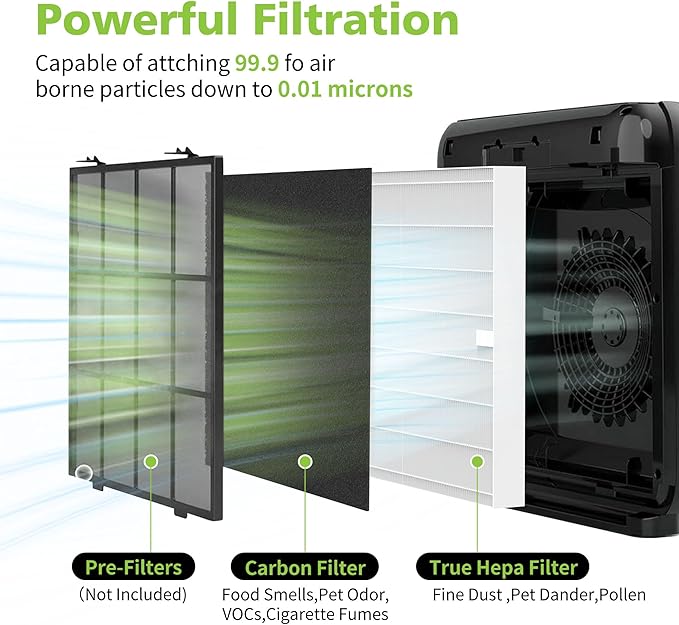 Airmega AP-1512HH Air Purifier Replacement Filter Set for Coway Airmega AP-1512HH and and Airmega 200M air Purifier, 2 HEPA and 6 Carbon Filters, Compared to Part #3304899