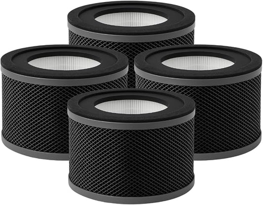 Nispira True HEPA Replacement Filter for Air Purifier, Compatible with Tao Tronics TT-AP001, 4 Packs