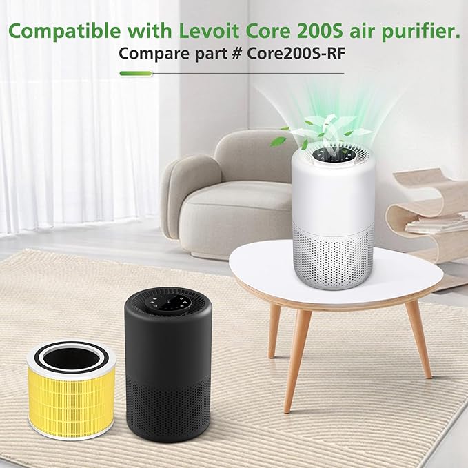 2 Pack Core 200S Pet Care Replacement Filter Compatible with LEVOIT Core 200S Smart WiFi Air Purifier, 3 stages Ture H13 HEPA Filter, Compare part# Core 200S-RF, Yellow