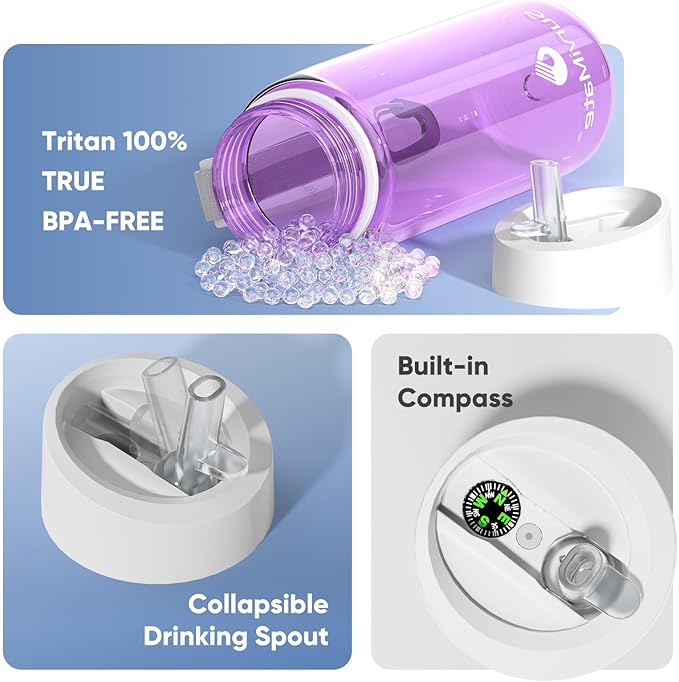 SurviMate 5-Stage 0.01μm Ultra-Filtration Filtered Water Bottle, BPA-Free Material, NSF/ANSI 42&372 Certified, Portable Water Filter Bottle for Survival, Camping, Hiking, and Emergency Use