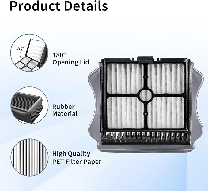 Roller Brush and Filter Replacement Compatible with Tineco iFloor 3/ Floor One S3 Cordless Vacuum Cleaner, Replacement Parts Include 3 Brush Rollers, 3 Filters