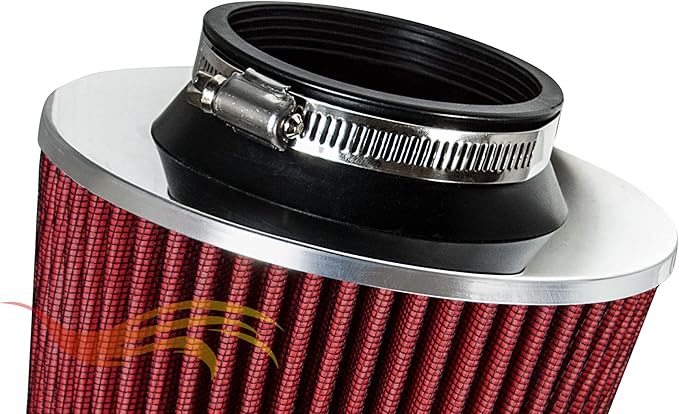 RED 3.25" 82.5 mm Inlet Cold Air Cone Replacement Quality Performance Washable Clamp-On Dry Air Filter