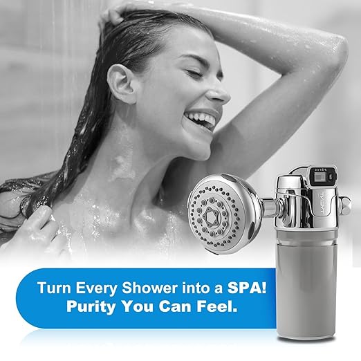 Tyent - Shower Lux Filter - High Output Showerhead Filter - Multiple Water Pressure Settings - Electronic Filter Replacement Reminder - Luxurious Shower Experience