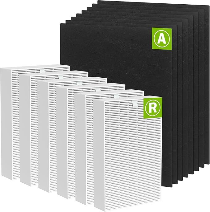 HPA300 HEPA Filter Replacement for Honeywell HPA300 Series Air Purifiers HPA300, HPA300VP, HPA304, HPA3300, Replace HRF-R3(6 Ture HEPA R Replacement Filter + 8 Activated Carbon Pre-Filter)