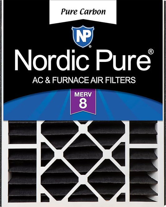 Nordic Pure 20x25x5 (Actual Size: 19 3/4 x 24 1/4 x 4 7/8) Air Bear Replacement Pure Carbon Odor Reduction Merv 8 Air Filter 1 PK