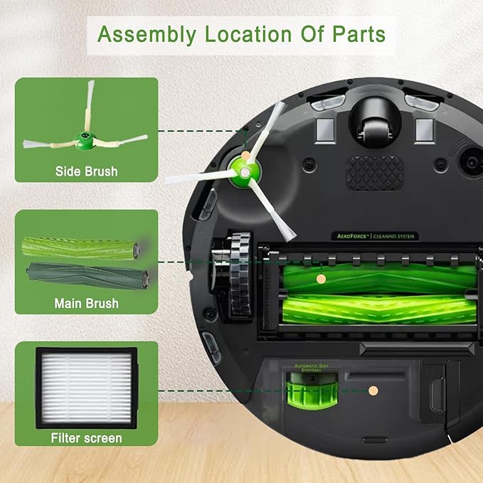 Compatible with Robot E, I & J Series, e5 e6 e7 i1 i1+ i2 i3 i3+ i4 i4+ i6 i6+i7 i7+ i8 i8+ Combo i5 i5+j5 j5+Robot Vacuum, Dual Multi-Surface Rubber Brushes & 8 HEPA Filter & 8 Edge-Sweeping Brushes