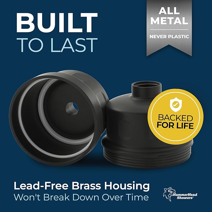 HammerHead Showers® Solid Metal Shower Head Filter – KDF 55 Shower Filter, High Pressure Universal Shower Filters to Remove Toxic Chemicals – Removes Chlorine and Heavy Metals – Matte Black