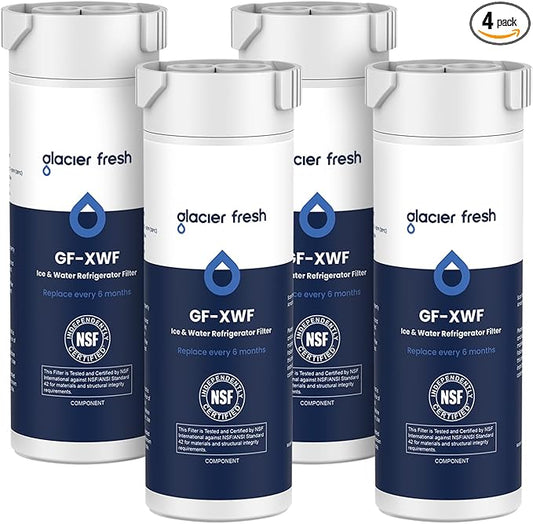 GLACIER FRESH XWF Replacement for GE XWF Refrigerator Water Filter Pack of 4 (Not XWFE)