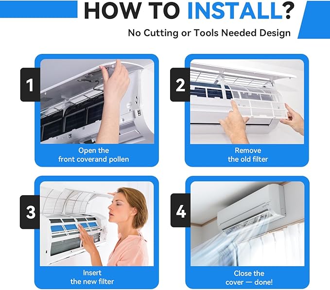 16 Pcs Mini Split Air Filter Compatible with Mitsubishi Electric MAC-2300FT-E, MAC-3000FT-E, 8.3" Replacement, No Frame