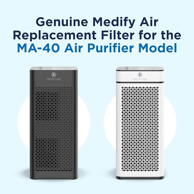 Medify Air MA-40 Genuine Replacement Filter | for Allergens, Wildfire Smoke, Dust, Odors, Pollen, Pet Dander | 3 in 1 with Pre-filter, H14 HEPA, and Activated Carbon | Removal to 0.1 Microns | 1-Pack