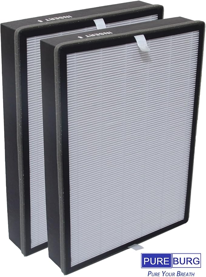 PUREBURG Replacement True HEPA Filters Compatible with Inofia PM1320 Air Purifier, H13 3-Stage Filtration Activated carbon 2-in-1 Air Clean Dust VOCs Odor PM2.5,2-Pack