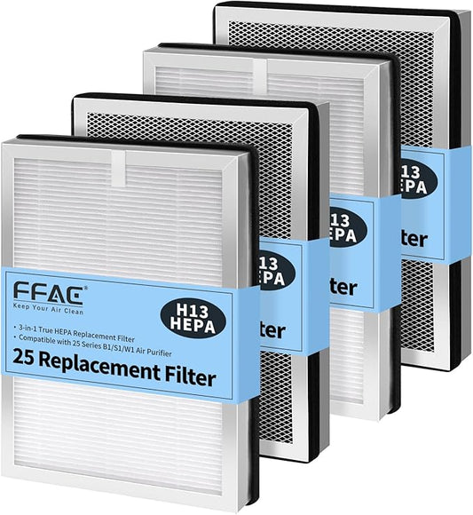 MA-25 Replacement Filter Compatible with MA-25 Air Purifier S1/W1/B1, 3-in-1 Filtration System of MA25, H13 True HEPA and Activated Carbon Filter, 4 Pack