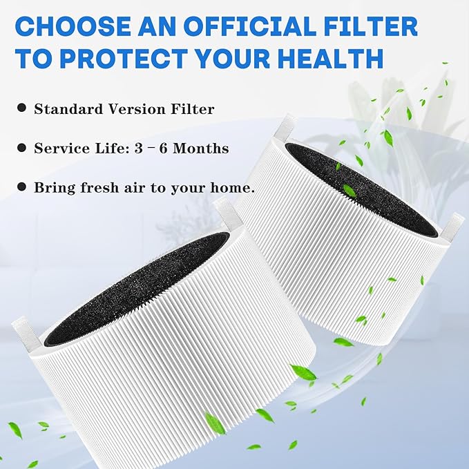 211i Max Air Filter Replacement Compatible with Blue Pure 211i Max, 3-in-1 H13 Replacement Filter, Pre-Filter Activated Carbon for Blue Air Purifier F2MAX, 2 PC, White