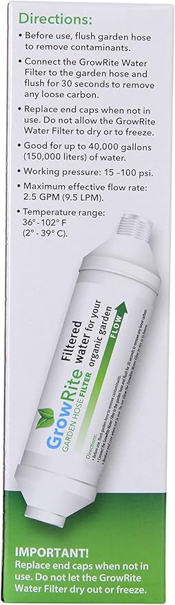 GrowRite Garden Hose Filter - Filtered Water for Your Organic Garden