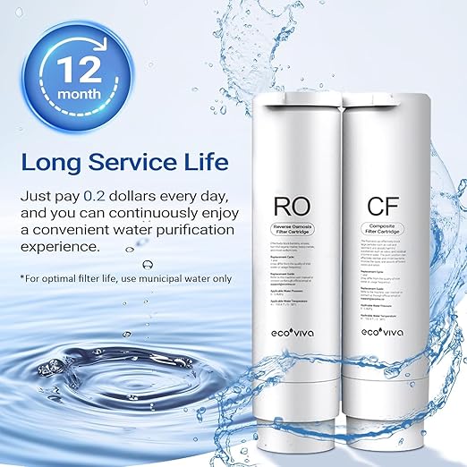 Ecoviva Countertop Reverse Osmosis Water Filtration System, Portable RO Water Filter Purifier with 5 Stage Filtration, 3:1 Pure to Drain, TDS Monitor, Faster Delivery Flow, Plug and Use - White