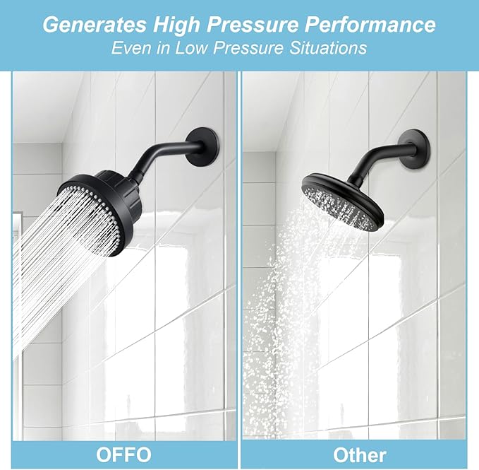OFFO Filtered Shower Head, 20 Stage Shower Filter Head for Hard Water, 6 Modes High Pressure Shower Head with Filter for Remove Chlorine and Harmful, Matte Black