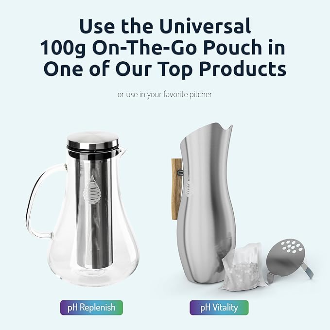 pH ON-The-GO Alkaline Water Filter Pouch- Portable Alkaline Water Filtration System for Your Bottle, Pitcher, Jug, Container - High pH Water - Long-Life 400 Litre/105 Gallon (3-Pack)
