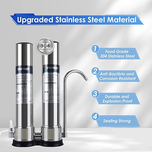 Countertop Water Filter System,Direct Connect Water Filtration-0.01μm Filtration Reduces PFOA/PFOS,Chlorine,Heavy Metals,Bad Odors-C2 and UF Filter