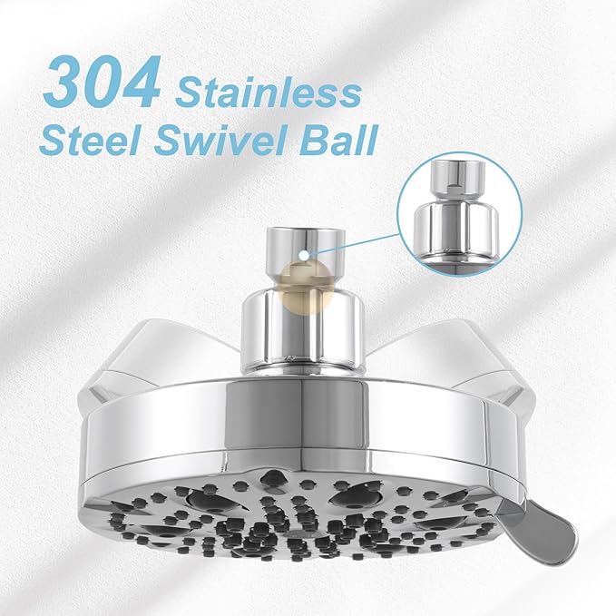OFFO Shower Head, High Pressure Shower Head with Pause Mode, 9 Mode Fixed Showerheads for Strong Water Flow & Relaxing Shower Experience, Chrome