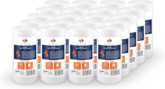 Aquaboon Whole House 1 Micron Water Filter 10 x 4.5 Against Sediment Water Filter Cartridge Replacement Compatible with DGD-5005, AP810, 20-Pack