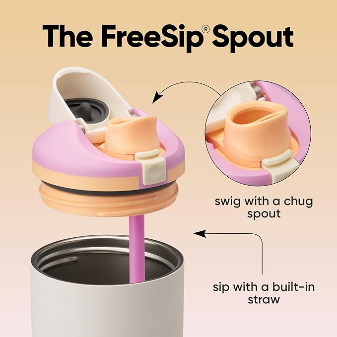 Owala FreeSip Tumbler Insulated Stainless Steel Water Bottle with Built-in Straw and Side Handle, For Travel, Work, School, and Sports, 40oz, BPA Free, Leak Proof, Deaybreak