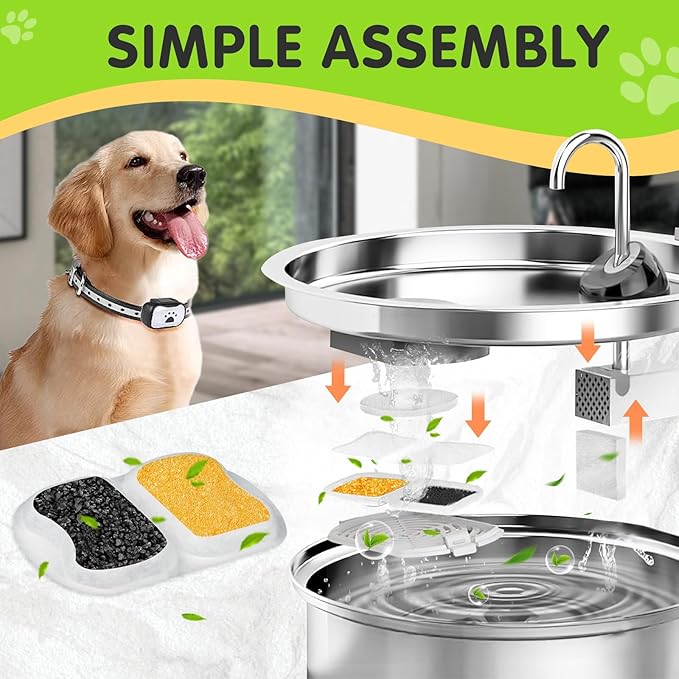16 Packs Replacement Filters Compatible with Oneisall Dogs Water Fountain - Triple Filtration Filters for Oneisall 7L/230oz/1.8G Stainless Steel Pet Fountain PWF-002