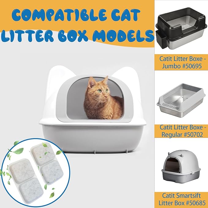 14-Pack Airsift Litter Box Filters for Catit Airsift Jumbo/Regular/Smartsift Litter Boxes,Dual Action Purifier Pads to Absorb and Freshen Litter Box Odors