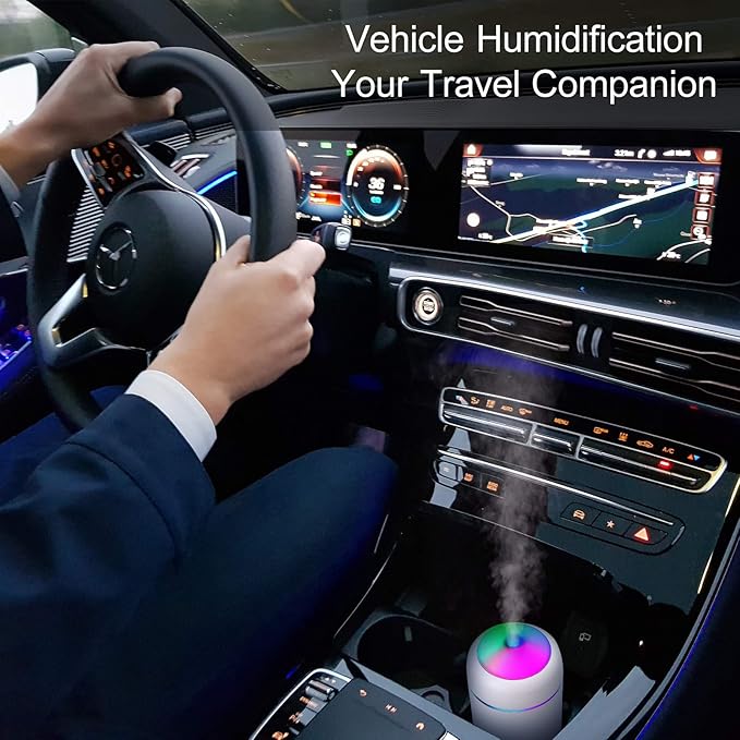 2 Pieces Cool Mist Portable Mini Humidifiers, 300 ml, Quiet USB Personal Desktop Humidifiers with 2 Mist Modes and Auto Shut Off for Bedroom Home (Pink, White)