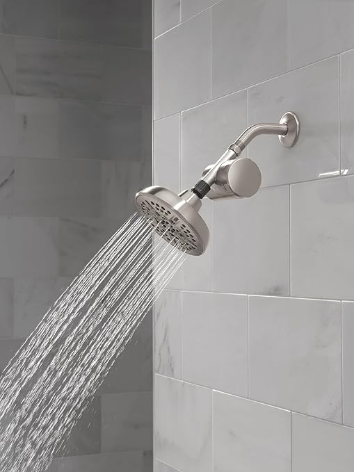 Delta Faucet 8-Setting Shower Head Satin Nickel with Clarifi Standard Shower Filter Attachment with Filter