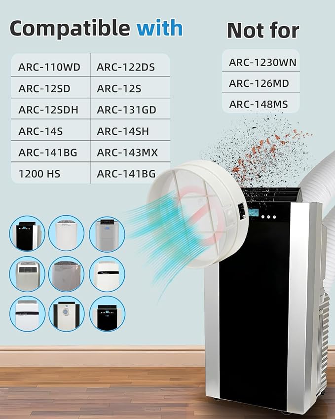 Washable Hose Pre-Filter for Portable Air Conditioner, 5’’ Diamiter 2 Pack White