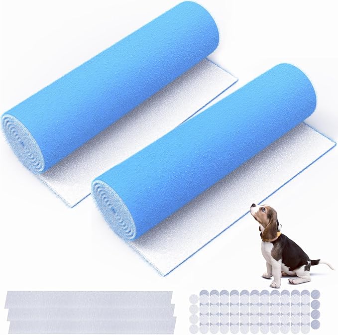 Air Vent Filter, 2 Pack 20"X120" Cut to Size MERV 8 Triple Air Filter Material, Blue & White Electrostatic Vent Filter Kit for Home Floor, Ceiling, Grilles, HVAC Vent, Compression Packing