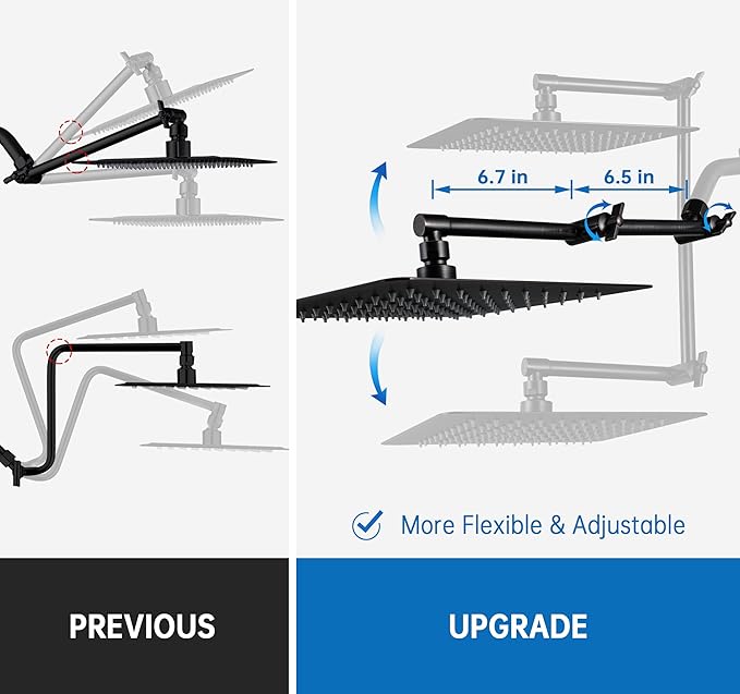 G-Promise All Metal 10 Inches Rainfall Shower Head with Handheld Spray Combo, 3 Settings Diverter, Adjustable Extension Arm with Lock Joints, 71 Inches Stainless Steel Hose (Oil Rubbed Bronze)