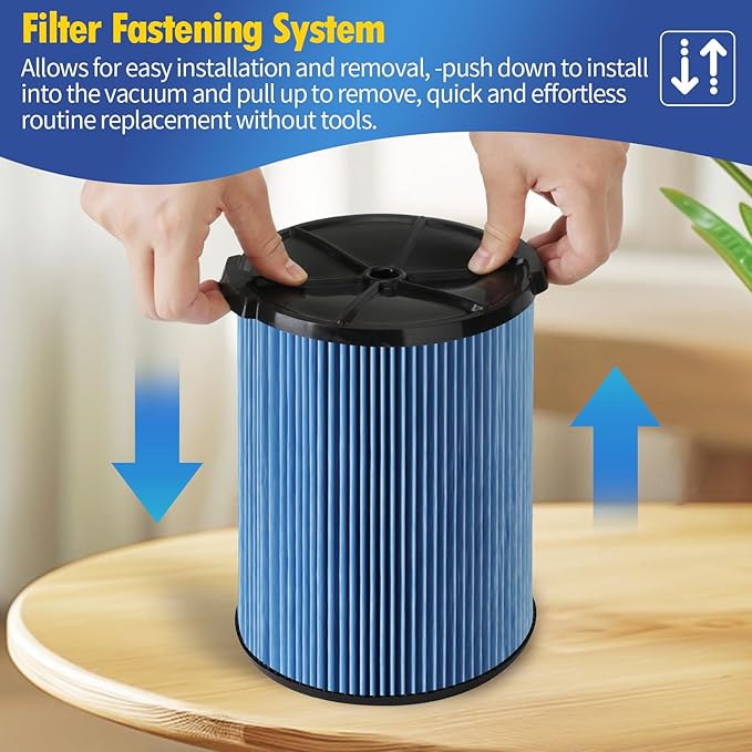 2-Pack VF5000 Replacement Filter Compatible with RIDGID 5-20 Gallon Wet/Dry Vacuums,3 Layer Pleated Vacuum Filter Compatible with WD1450 WD0970 WD1270 WD06700 WD1680 RV2400A