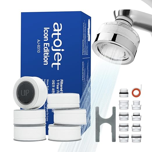 Cleansing Washbasin Faucet Filter Inspired by Korea's Beauty Culture - Pure Carbon Filters for Bathroom & Kitchen Water (1 Year Supply) – Compatible with AJ8310C (AJ8310C-SET-1YR)