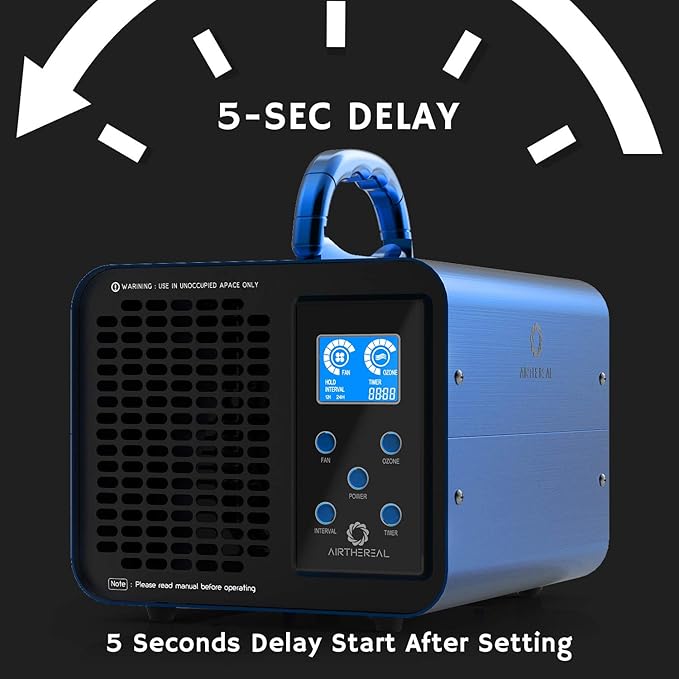 Airthereal MA10K-PRODIGI Digital Ozone Machine, High Capacity Ozone Generator Odor Removal - O3 Deodorizer Air Ionizers for Large Rooms, Cars and Smoke - Adjustable Output and Timer, Blue
