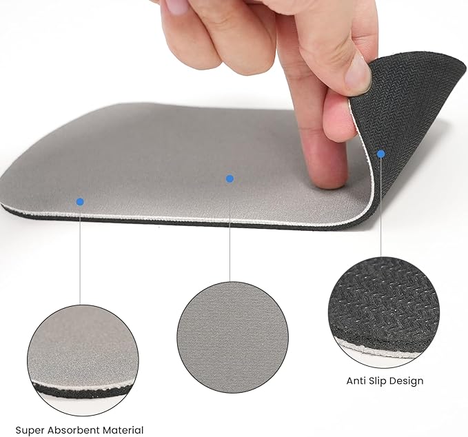 GLACIER FRESH Cuttable Refrigerator Drip Catcher, Water Absorbent Fridge Water Dispenser Drip Tray, Replacement for Whirlpool, GE, Samsung Fridge Accessories, Grey (Rectangular - 2pcs)