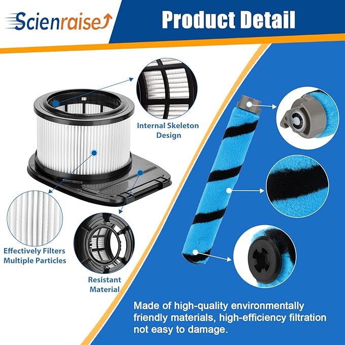 IZ662H Filter Replacement Kit Compatible with shark IZ662H Vertex Pro Lightweight Vacuum-1 Brush, 2 Pack HEPA Filters and 4 Foam Felt Kit