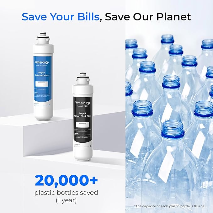 Waterdrop W281 Water Filters for Water Coolers, Replacement for all Avalon® branded Bottleless Water Coolers Filters, 1,500 Gallon Extended Lifespan, More Pure Enjoyment, 4 Count（2 SET)