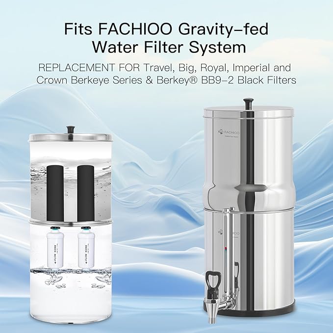 Fluorine Filter, Replacement for Gravity Water Filter System Black & Fluoride NSF/ANSI 375 Certified Water Filter, Replacement for Berkey® BB9-4® Black Filters & PF-4® Fluoride Filters, Pack of 8