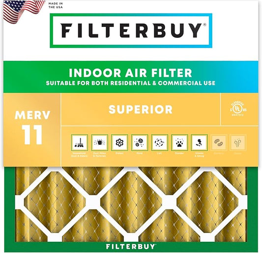 Filterbuy 20x20x4 Air Filter MERV 11 (MPR 1200) Allergen Defense Replacement (1-Pack), Electrostatic Pleated HVAC AC Furnace Filters, Made in USA (Actual Size: 19.50 x 19.50 x 3.63)