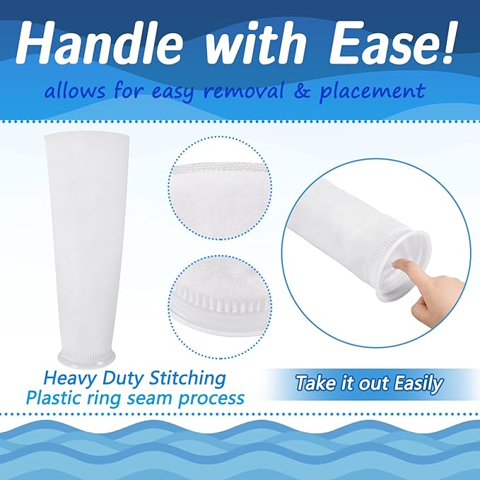 Oudain 16 Pack 4 Inch Ring Filter Socks 200 ?m Aquarium Bags 4 Inch Ring by 15 Inch Long Socks for Fish Tank Freshwater Saltwater Aquariums