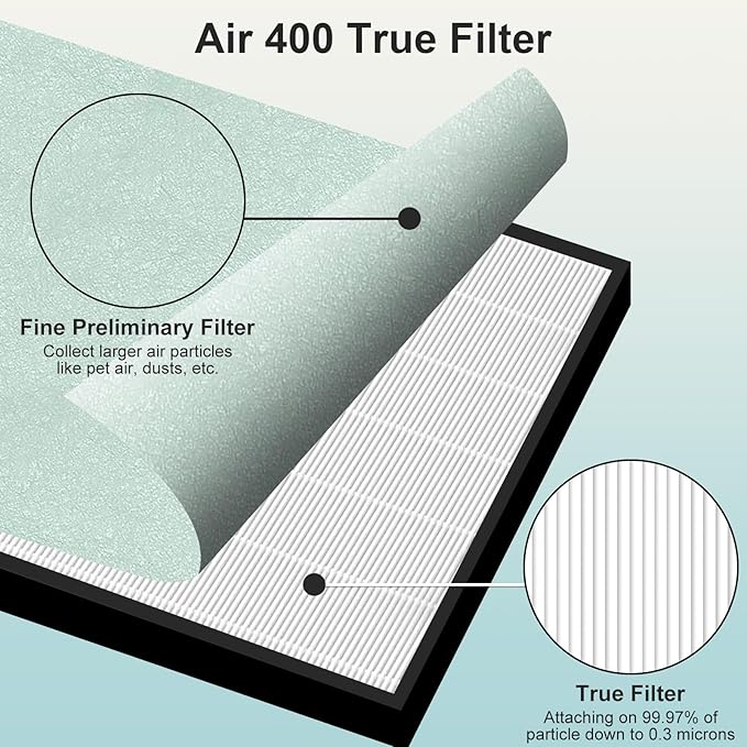 Air400 Filter Replacement for Bissell Air400, 1 Filter, 1 Carbon Post Filter, 4 Pre Filter, Compared to Part 2521 and 2520 (1 Sets Air400)