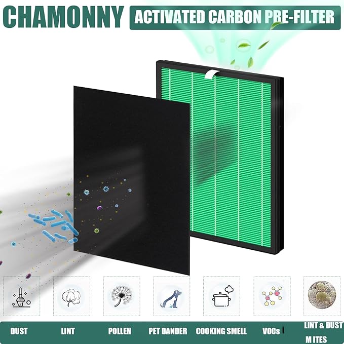 Airmega 150 Filter Replacement, Compatible with Coway Airmega 150 Air Purifier, 2 Green True HEPA and 8 Active Carbon Filter, AP-1019C-FP
