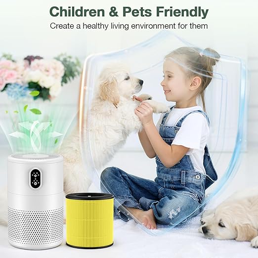 M05 B-D02L Pet Care Replacement Filter Compatible with MOOKA M05/ B-D02L, for KOIOS B-D02L, for VEWIOR B-D02U Air Purifi-ers, HEPA and Activated Carbon Filter, 2 Pack, Yellow